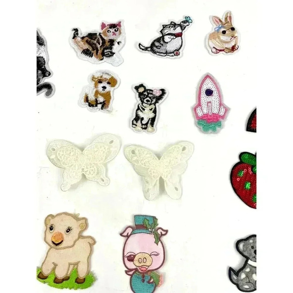 20 PC Assorted Sewing Applique Patches Iron on Sew On NEW Mixed Cats Sequin - Picture 3 of 12